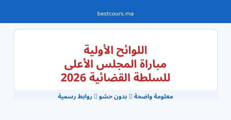 المجلس الأعلى للسلطة القضائية: اللوائح الأولية لمرشحي مباراة توظيف 35 محافظا قضائيا و2 مهندسي دولة ليوم 5 أبريل 2026