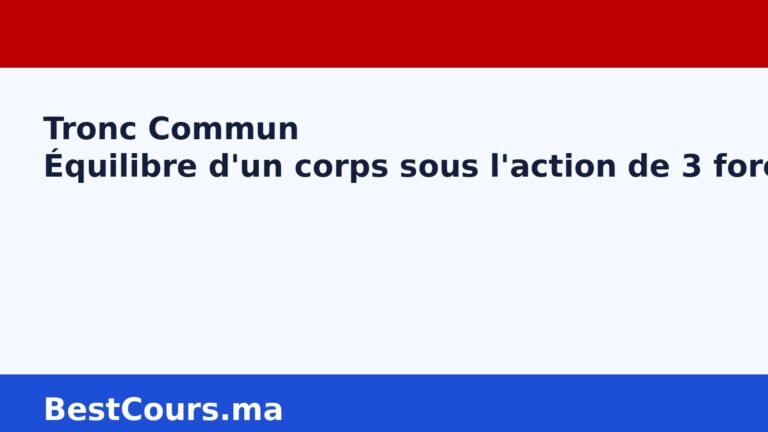 Image vedette Équilibre d'un corps sous l'action de 3 forces Tronc Commun