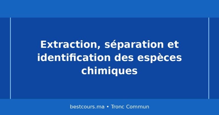 Extraction, séparation et identification des espèces chimiques : cours complet Tronc Commun