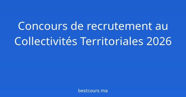 Concours de recrutement au Collectivités Territoriales 2026