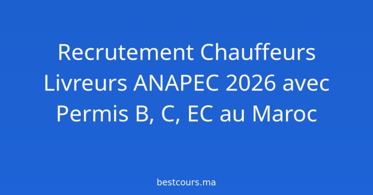 Recrutement Chauffeurs Livreurs ANAPEC 2026 avec Permis B, C, EC au Maroc