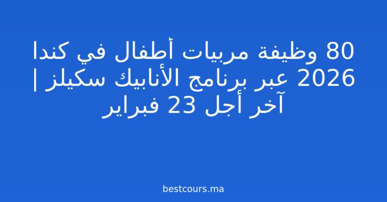 80 وظيفة مربيات أطفال في كندا 2026 عبر برنامج الأنابيك سكيلز | آخر أجل 23 فبراير