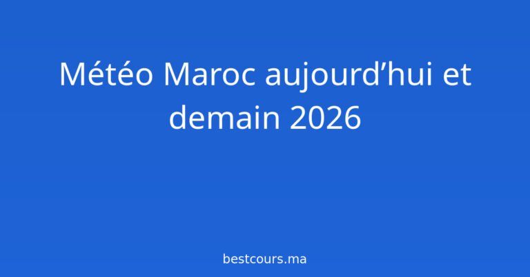Météo Maroc aujourd’hui et demain 2026