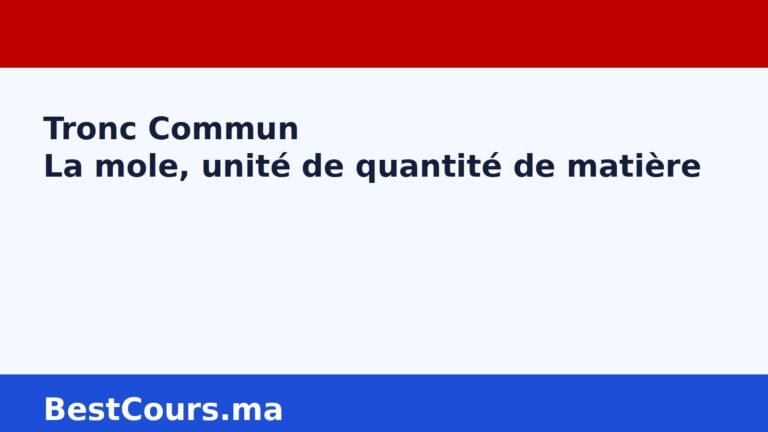 Image vedette exercices La mole, unité de quantité de matière Tronc Commun