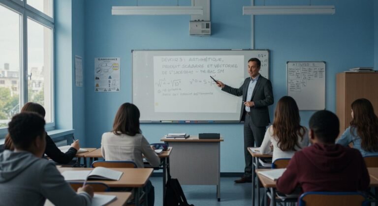 Devoir 3 : Arithmétique, Produit scalaire et vectoriel de l'espace – 1ère Bac SM Maths 1SM BIOF PDF