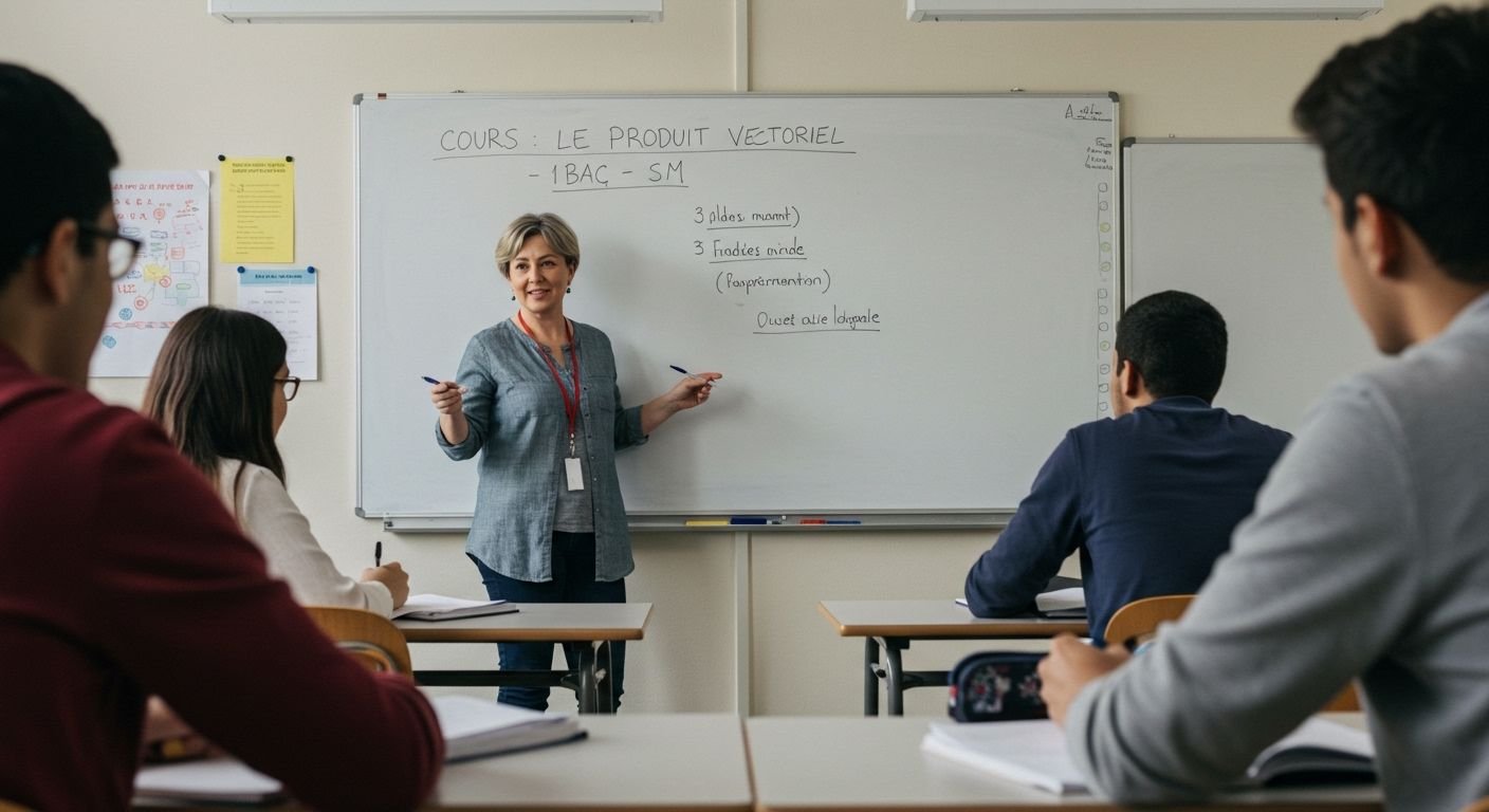 Cours Le produit vectoriel - 1ère Bac SM Maths BIOF PDF