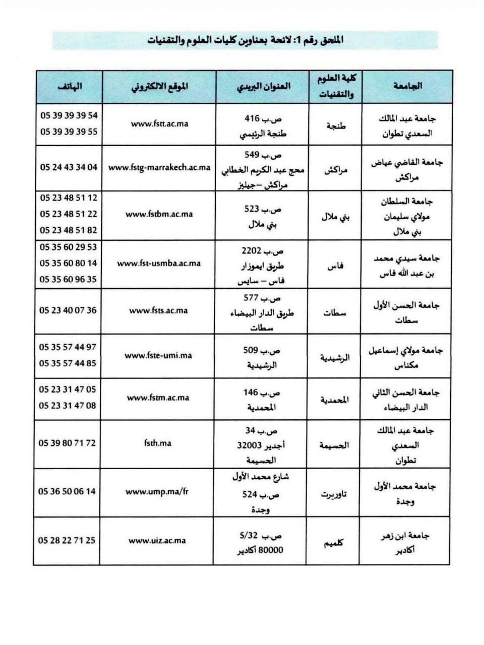 الصفحة 8 من المنشور الرسمي FST 2026-2027